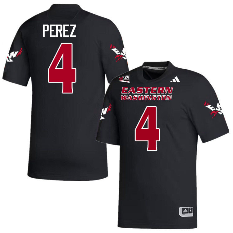 Eastern Washington Eagles #4 Isaiah Perez College Football Jerseys,Uniforms Stitched-Black